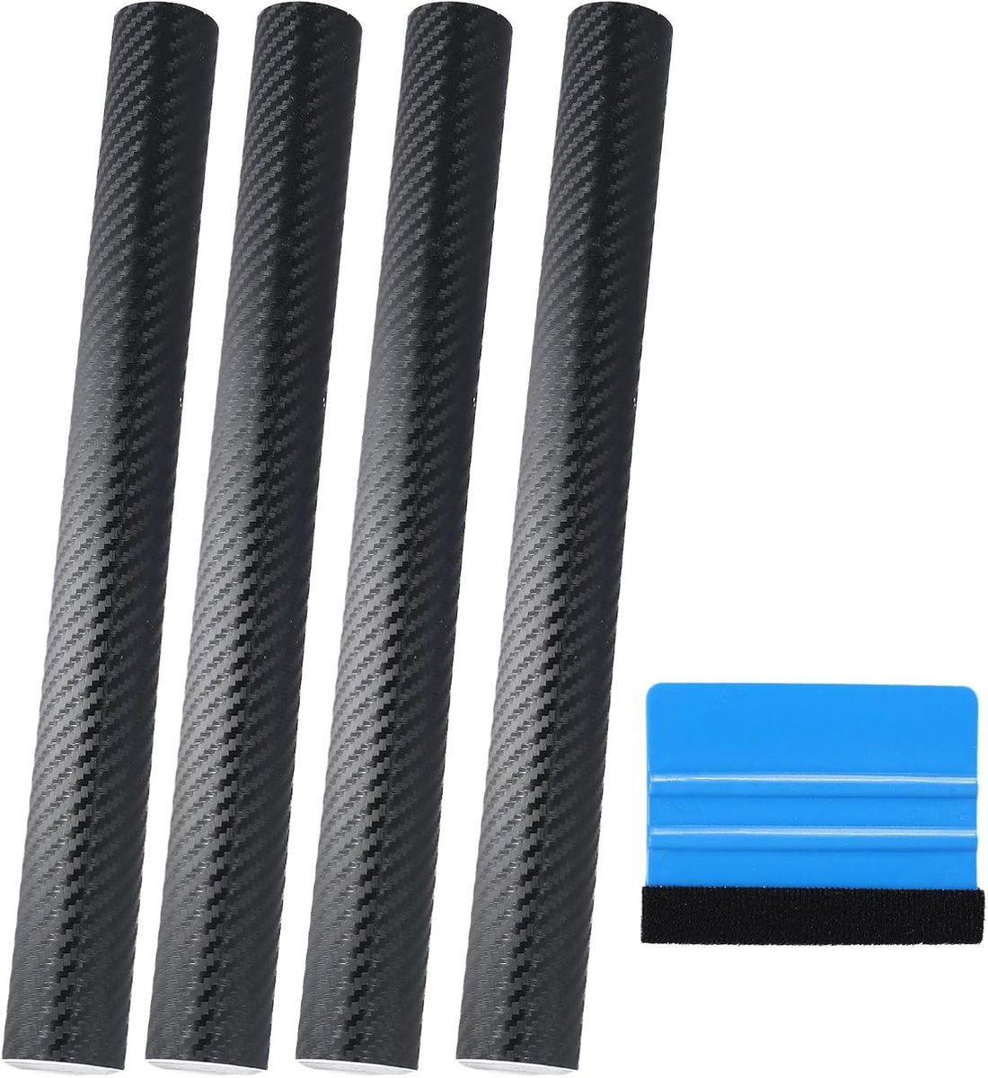 Carbon Car Film, Matte Black, 30 x 150 cm, Self-Adhesive 3D Vinyl Film with Plastic Scrapers, Bubble-Free, UV - ShopVlot
