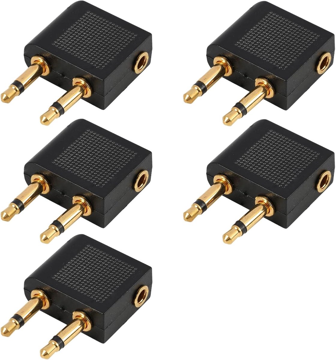 5-pack vliegtuigkoptelefoonadapter, vliegtuigvluchtadapters voor koptelefoon, vergulde vluchtkoptelefoonconverter - ShopVlot