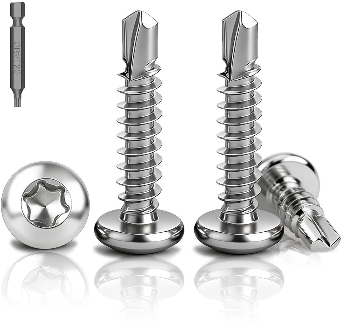 Torx Drill Screws 120 Pieces Stainless Steel M4.2 x 19 mm Lens Head Self Drilling Screws Round Head Self Tapping - ShopVlot
