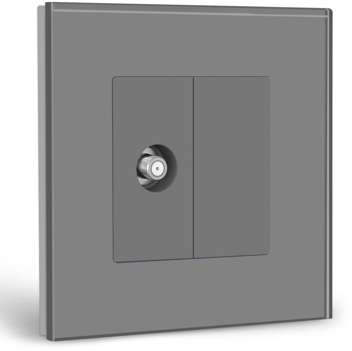 BSEED Wall Socket EU Standard 1/2 Satellite Socket Flush-mounted and 1/2 Blank Panel with Glass Frame Grey 86mm - ShopVlot