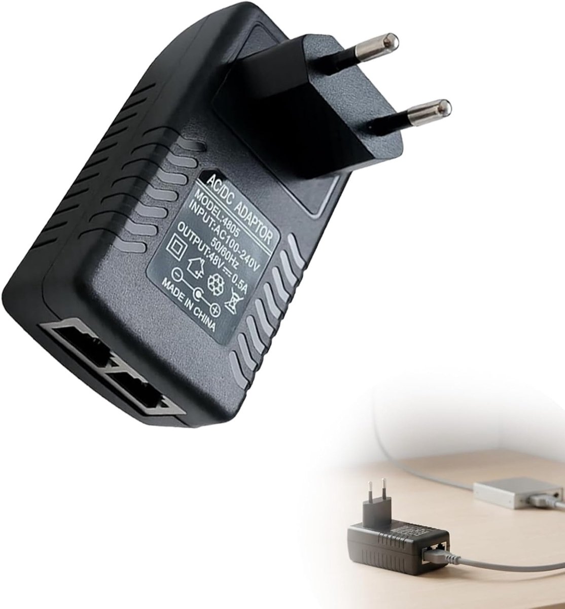 Zolara PoE Injector Adapter 48 V 0,5 A, compatibel met IEEE 802.3af/at standaard, RJ45 10/100 Mbps, plug-and-play - ShopVlot
