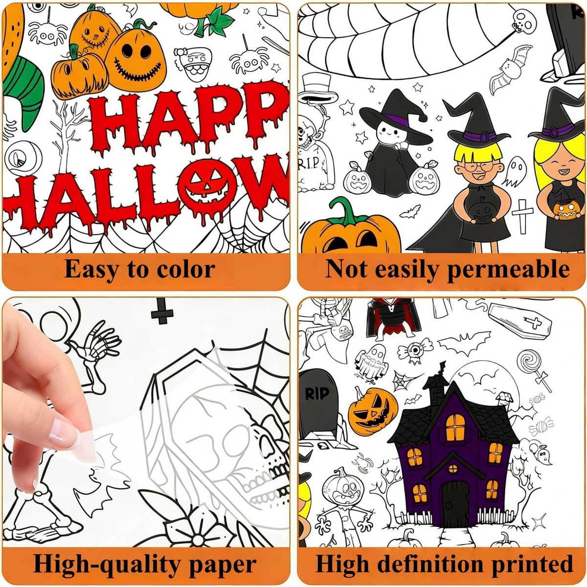Halloween tafelkleed voor kinderen, 183 x 86 cm, reusachtig doe-het-zelf papier, wegwerptafelkleed, knutselideeën voor - ShopVlot
