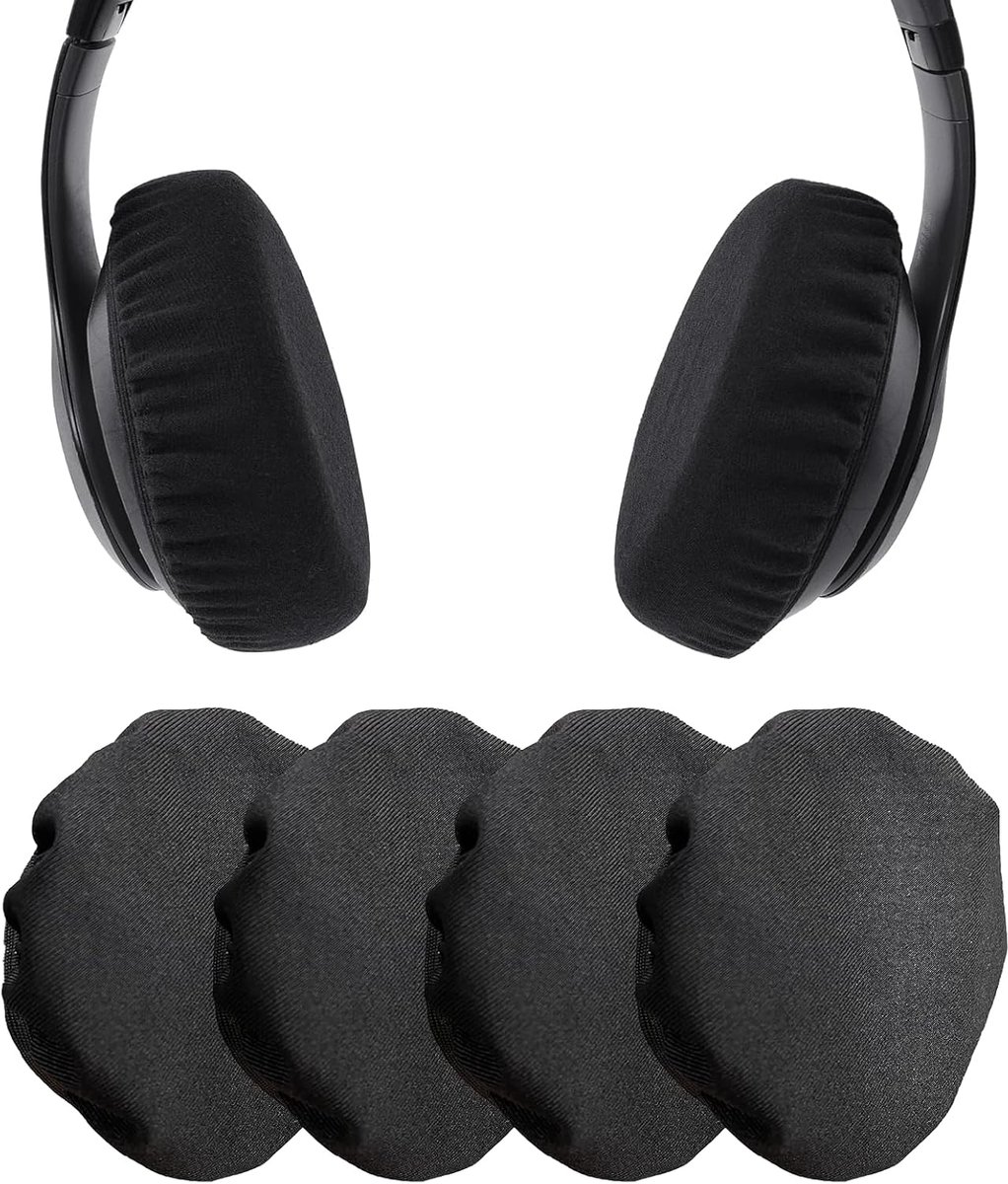2 paar flexibele rekbare stoffen oorkussens, wasbaar, geschikt voor de meeste on-ear hoofdtelefoons (groot) - ShopVlot
