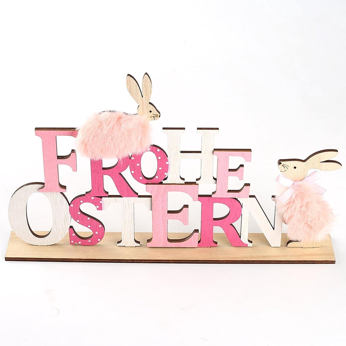 YIEUR 1 piece wooden lettering with Easter bunny figures, 30 cm, Easter bunny, felt text, decoration, Easter - ShopVlot