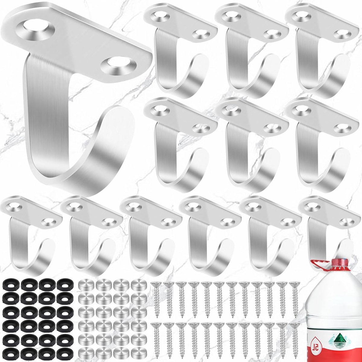 12 pieces wall mounted ceiling hooks, key hooks, ceiling hooks, suitable for hanging clothes hooks, scarves, bags etc - ShopVlot