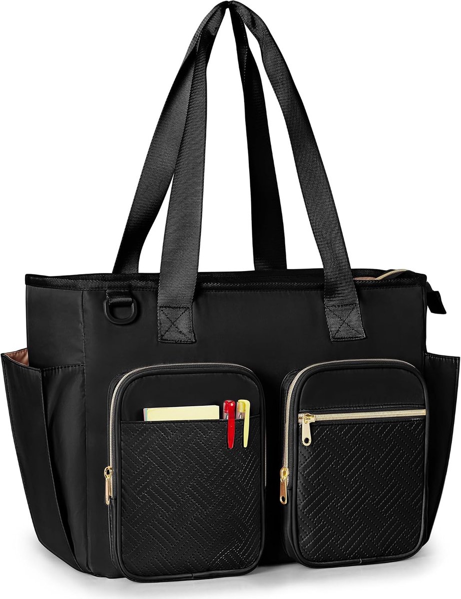 Teacher Bag with Laptop Compartment, Large Teacher Tote Bag for Women, Work and Teacher Supplies, Black (Empty Bag) - ShopVlot