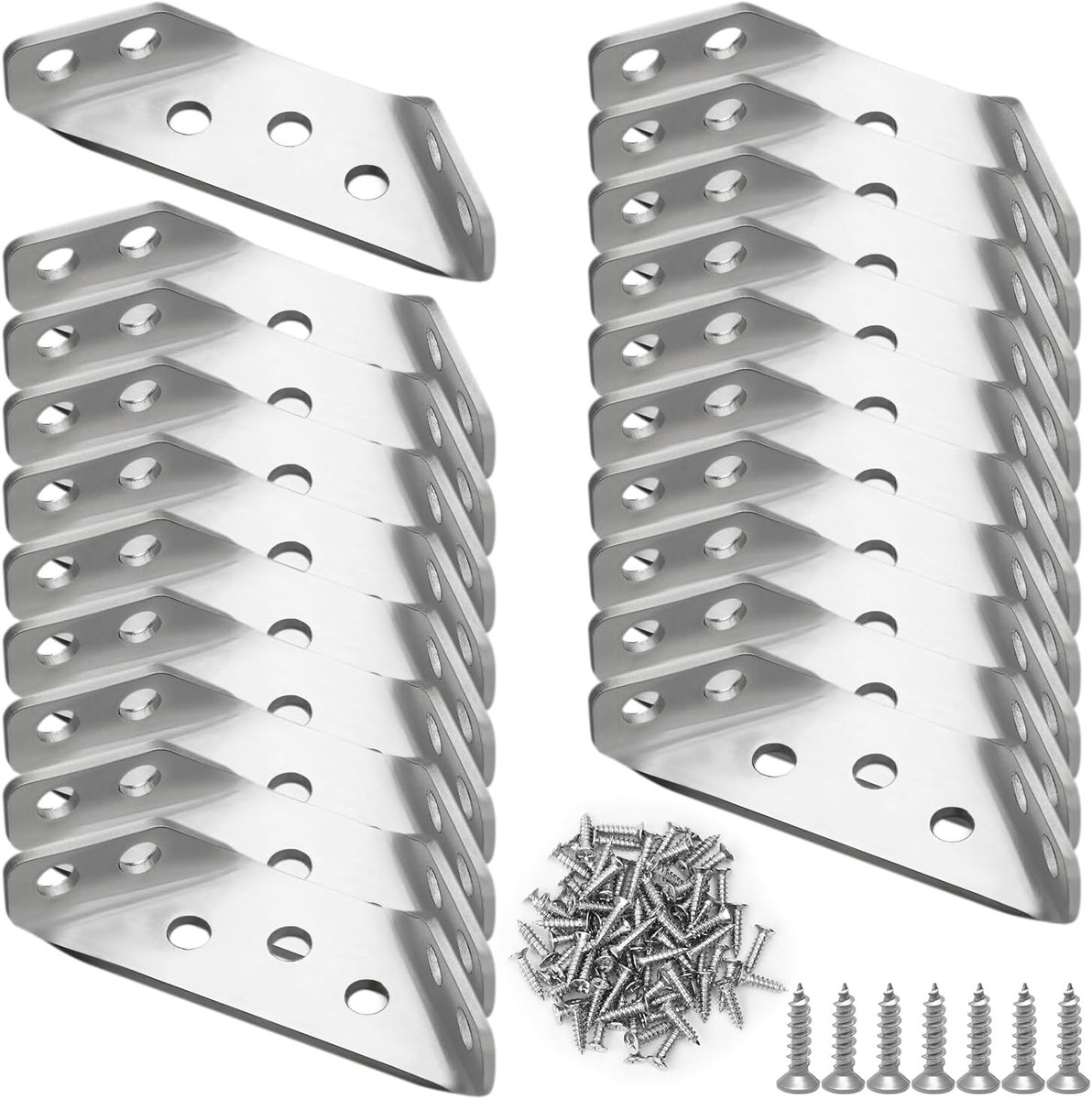Corner Bracket, 20 Pcs Stainless Steel Corner Brackets for Wood, Heavy Duty Metal Corner Iron, Trapezoidal Corner - ShopVlot