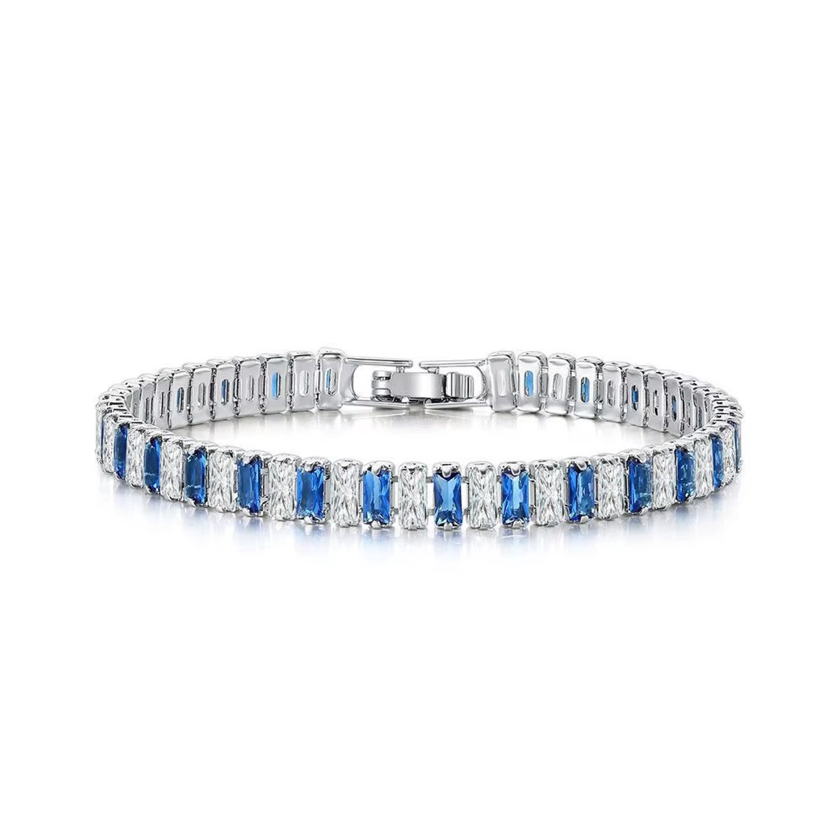 Tennis Armband | Blauw Verguld | Zirkonia stenen 6 MM | Lengte 16 CM | Tennis Bracelet | Sieraden