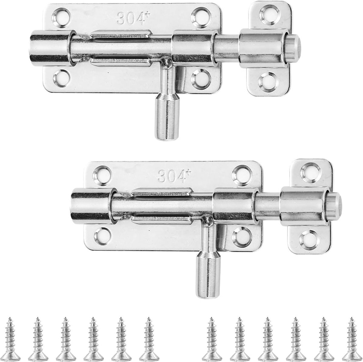 2 Pcs 304 Stainless Steel Door Locks Small Lock Slide Lock Bolt Lock Sliding Lock with Screws for Bathroom Garden Gate - ShopVlot
