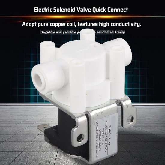 Elektrische Magneetklep 1/4 Inch Quick Connect Normaal Gesloten voor Waterzuiveraar met Zuiver Koperen Spoel en 12V Aansluiting — afbeelding 5