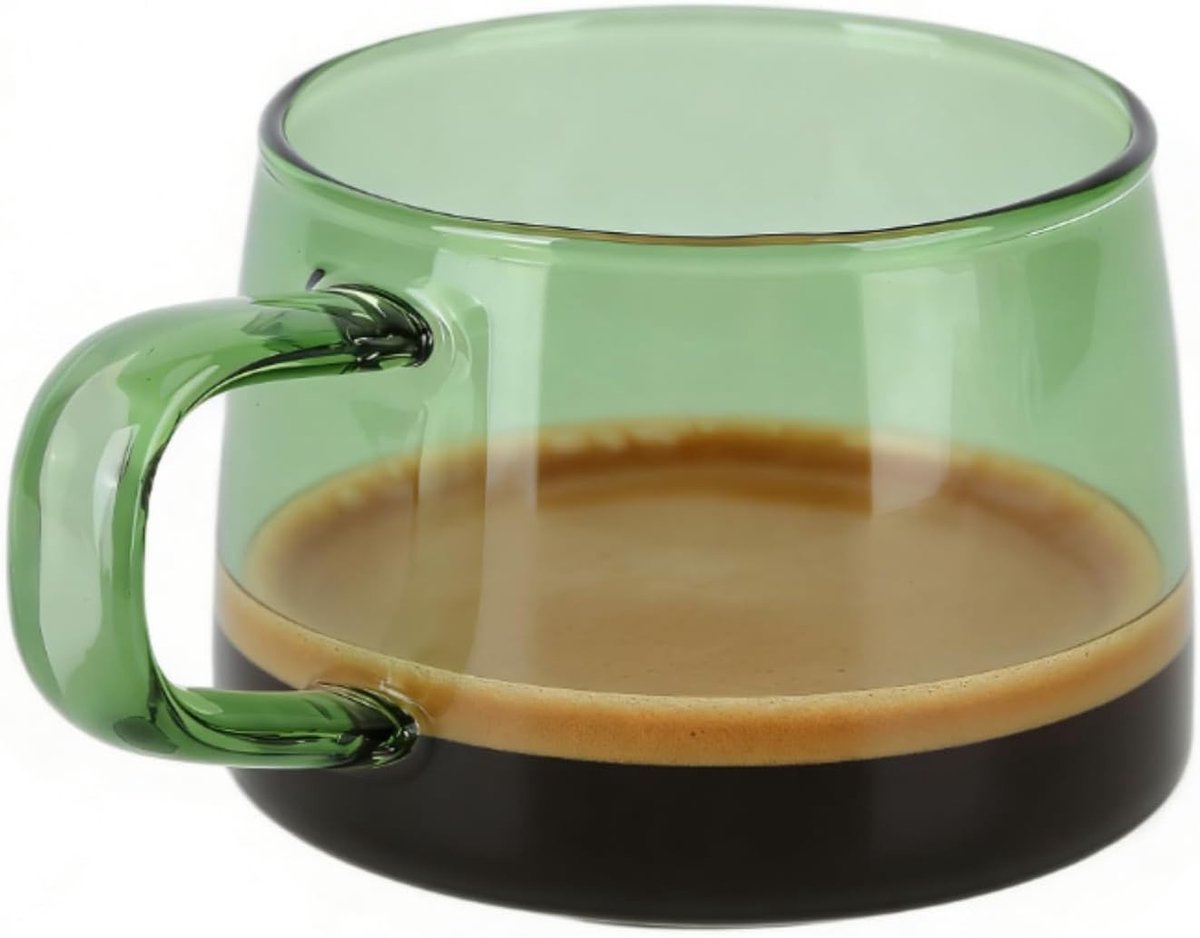 Koffiekopje van Glas 250 Ml met Handvat, Ideaal voor Espresso, Cappuccino en Thee, Brede Opening en Heldere Mokken voor Warme Dranken