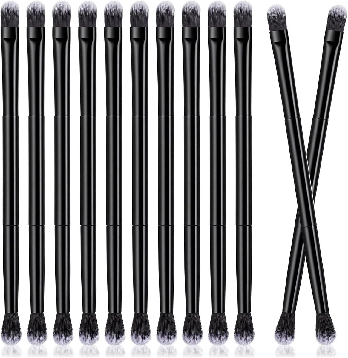 Oogschaduwkwasten set 12 stuks - dubbelzijdig - zachte nylonvezels - voor nauwkeurige oogmake-up - ShopVlot