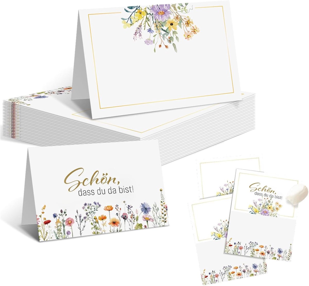 Tafelkaarten bruiloft 8,5 x 11 cm - gevouwen bloemenpatroon - 50 stuks - perfecte zitplaatsen voor feesten - ShopVlot