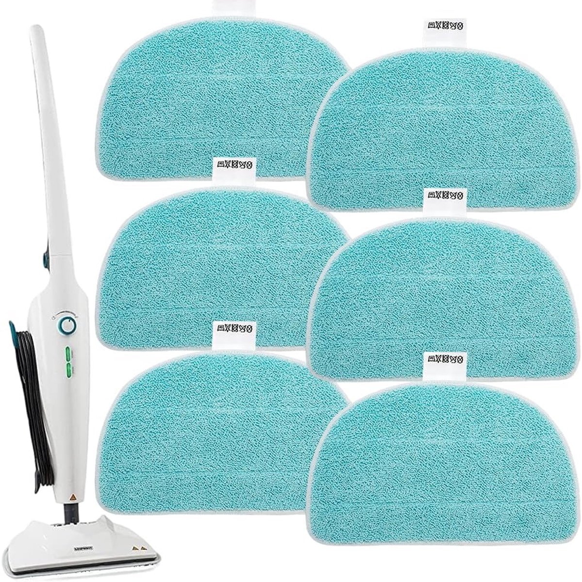 Microfibre vervangpads voor stoomreiniger - 6 stuks - ideaal voor alle vloeren - sterke desinfectie - ShopVlot