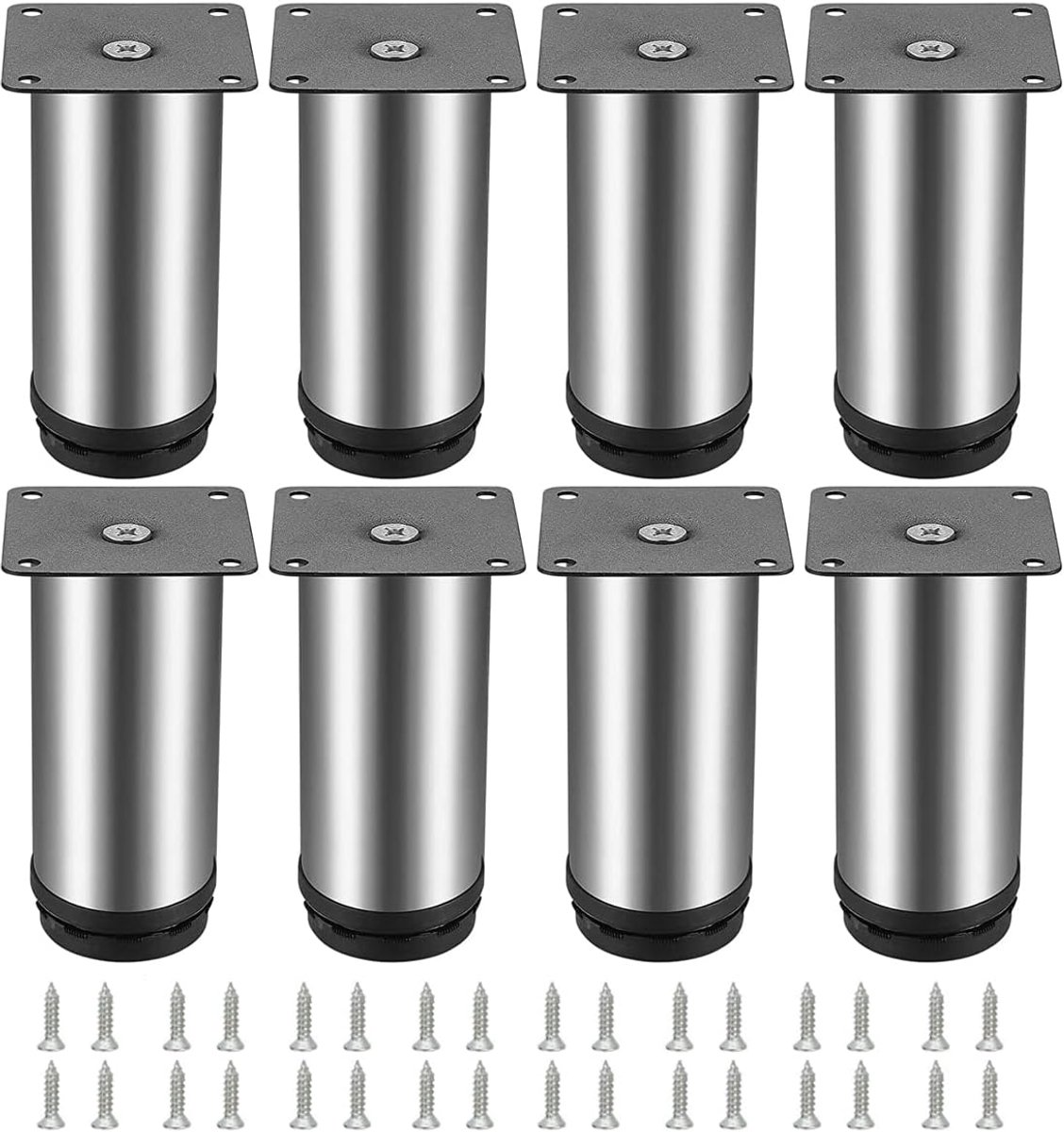 Meubelpoten 50 x 100 mm - RVS - Verstelbare hoogte 0-15 mm - Tot 160 kg belastbaar - ShopVlot