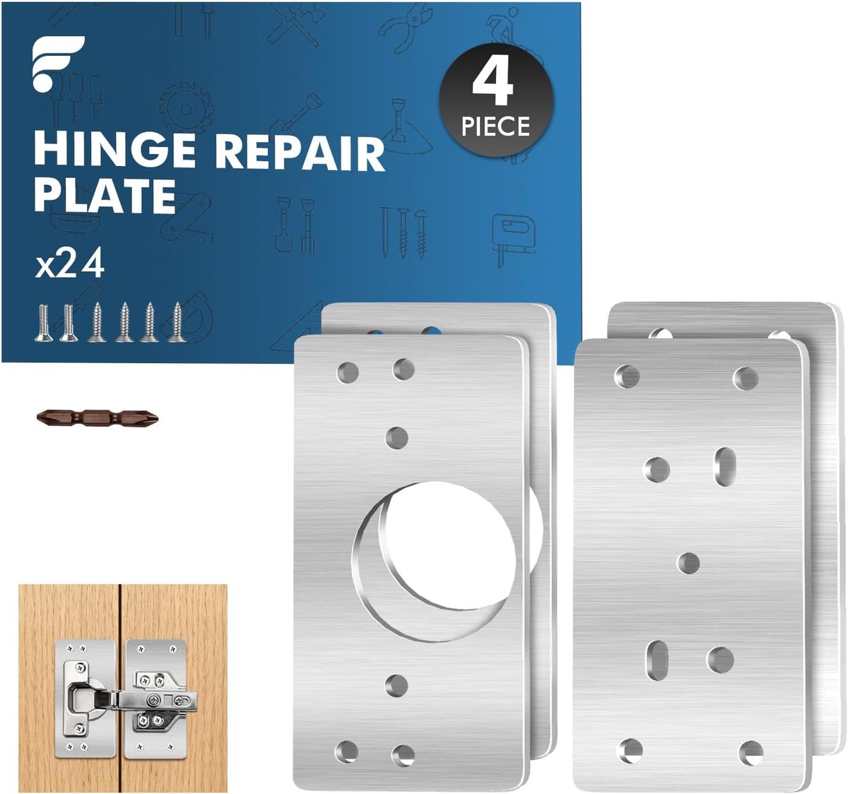 Hinge Repair Plate - Versterkte Hinge Reparatieset - RVS - Voor het herstel van kastdeuren - ShopVlot