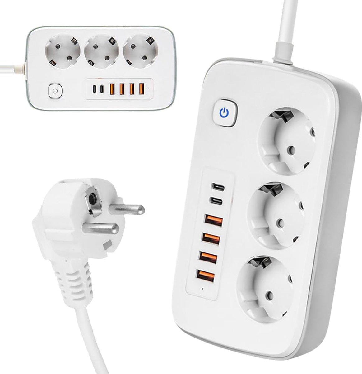 Meerkrachtstrip met USB C - 2 m kabel - 2 PD en 4 USB poorten - Ideaal voor kantoor en reis - ShopVlot