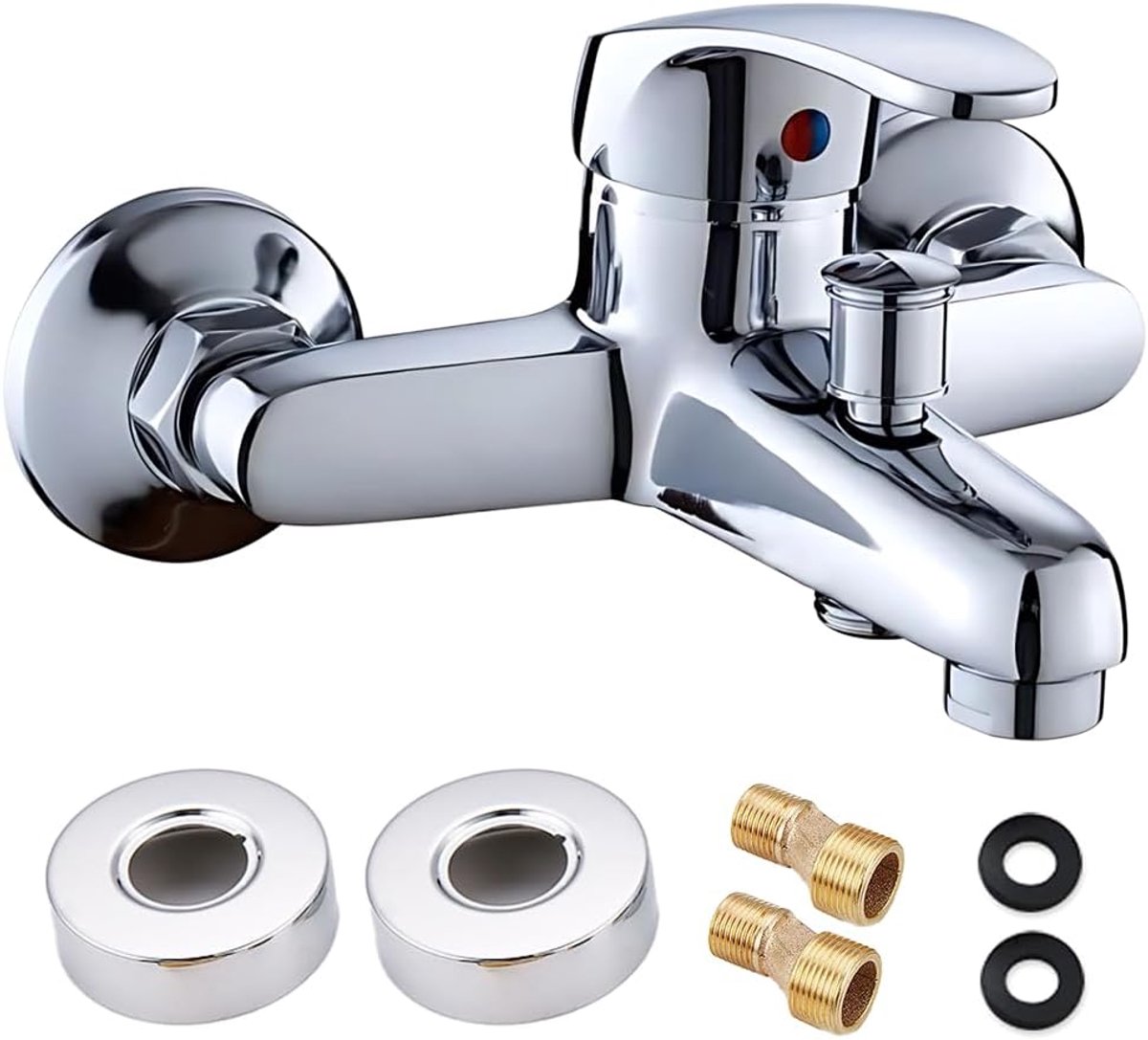 Badmengkraan verstelbaar 13,5 - 17,5 cm - Zinklegering wanddouche - Flexibele bediening - Geschikt voor bad en douche - ShopVlot