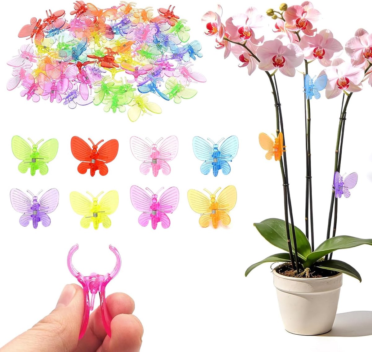 Vlinderhouders voor orchideeën - 40 stuks - kleurrijk - steun voor bloemen en planten - ShopVlot