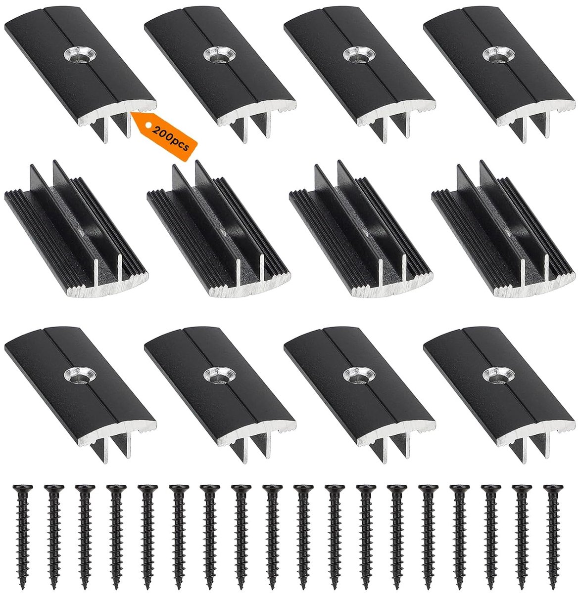 Zwarte clips voor houten vloeren - 200 stuks - kunststof T-clip - onzichtbare bevestiging - ShopVlot