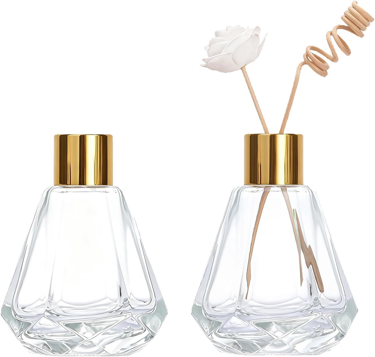Diffuser flessen 60ml - glazen diamanten vorm - navulbaar en herbruikbaar - ideaal voor etherische oliën - ShopVlot