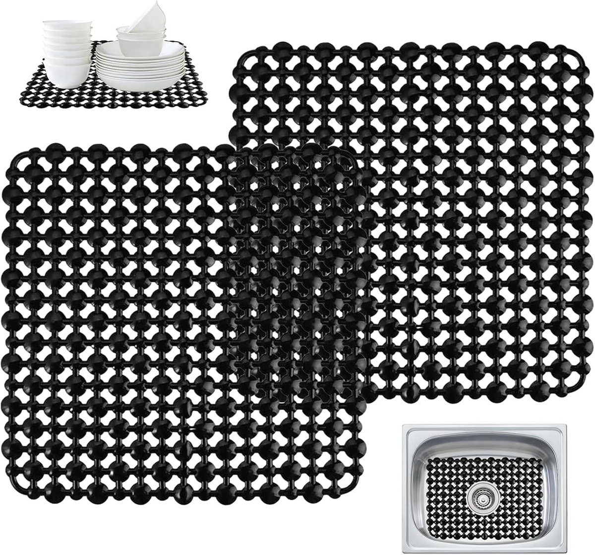 Afwasmat 2 Stuks - PVC Mat - Antislip - Bescherming voor Afwasbak en Servies - ShopVlot