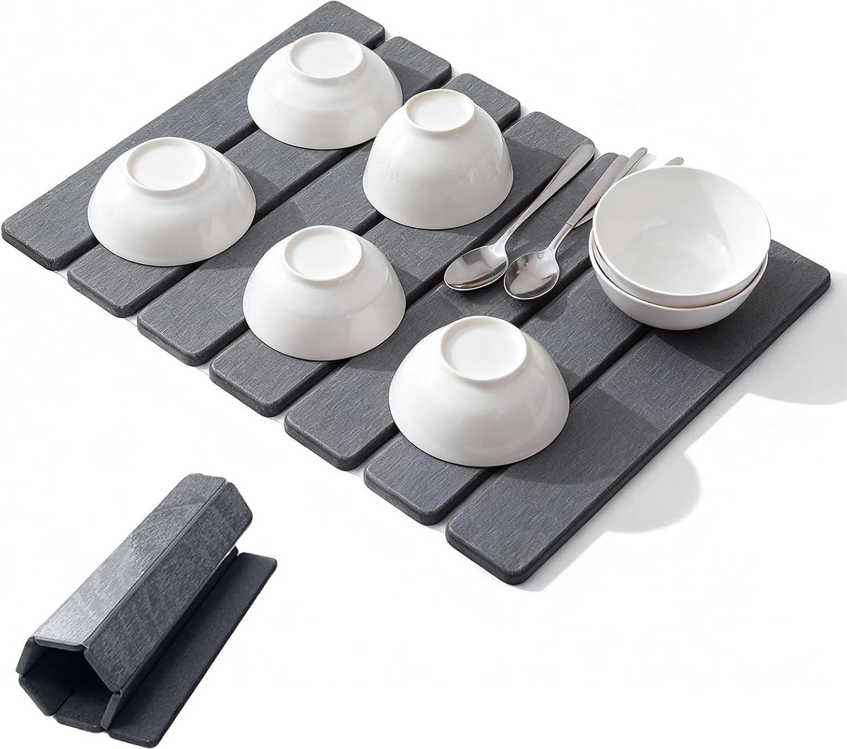 Afvoer Mat 40 x 30 cm - Vouwbare Kieselguhr Mat - Antislip en Sneldrogend - Ideaal voor Borden en Schalen - ShopVlot