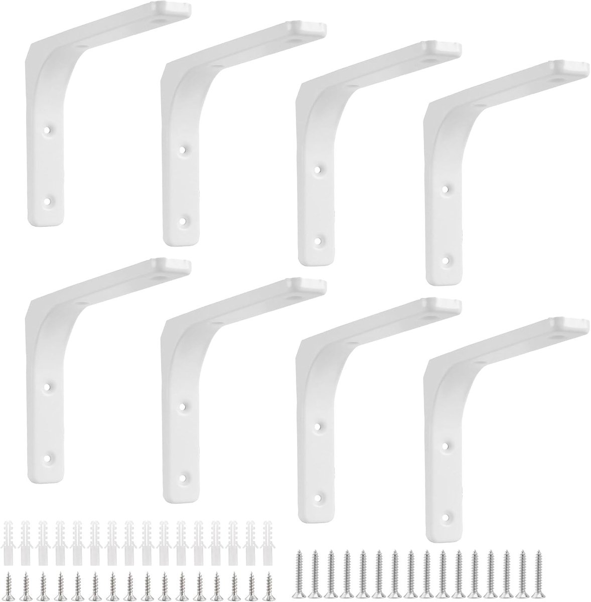 Plankbeugels voor zware lasten 200 x 150 mm - wit metalen plankdrager - complete montageset - ideaal voor wandmontage - ShopVlot
