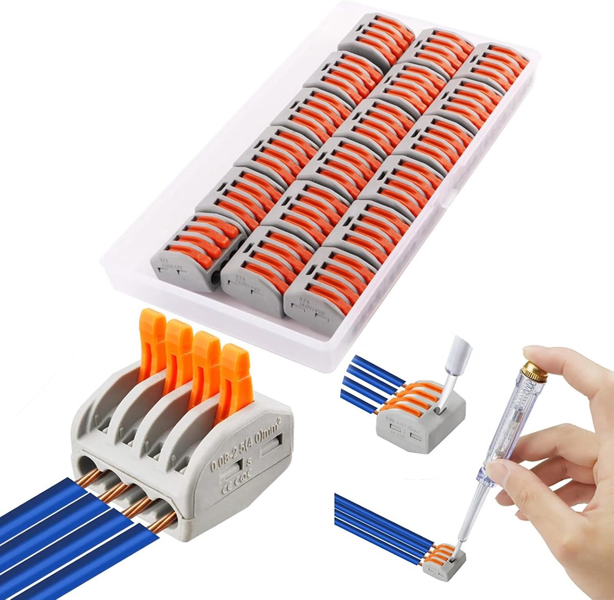 CESFONJER 18 Piece Electrical Connectors, Automatic Terminal Terminals, Fast Cable Connector, Compact Wire Connectors - ShopVlot
