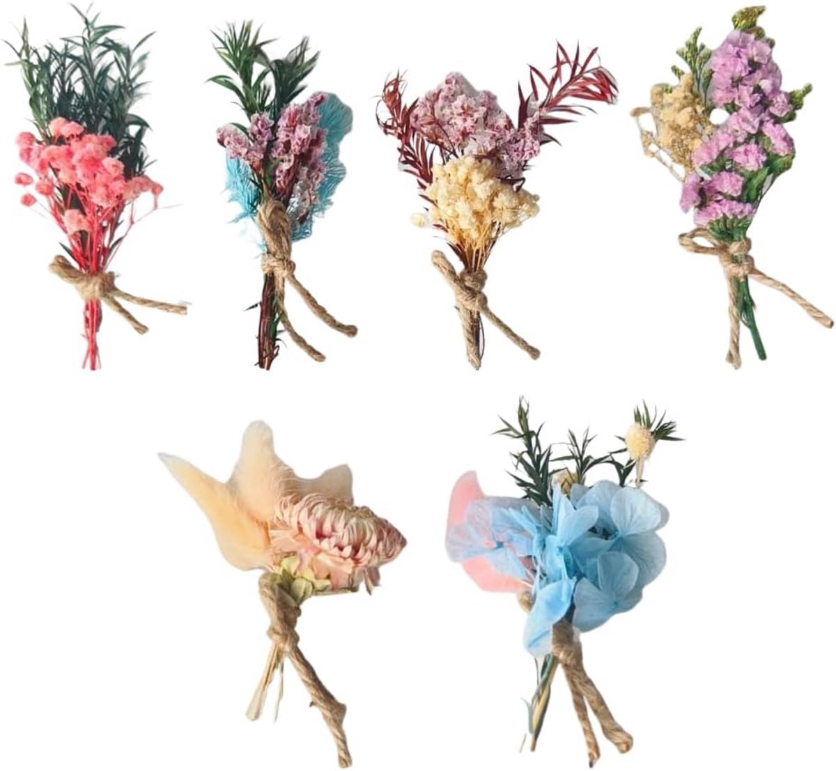 Set of 6 Natural Dried Flowers, Dried Flower Bouquets, Decorative for Home, Table, Wedding, Event - ShopVlot
