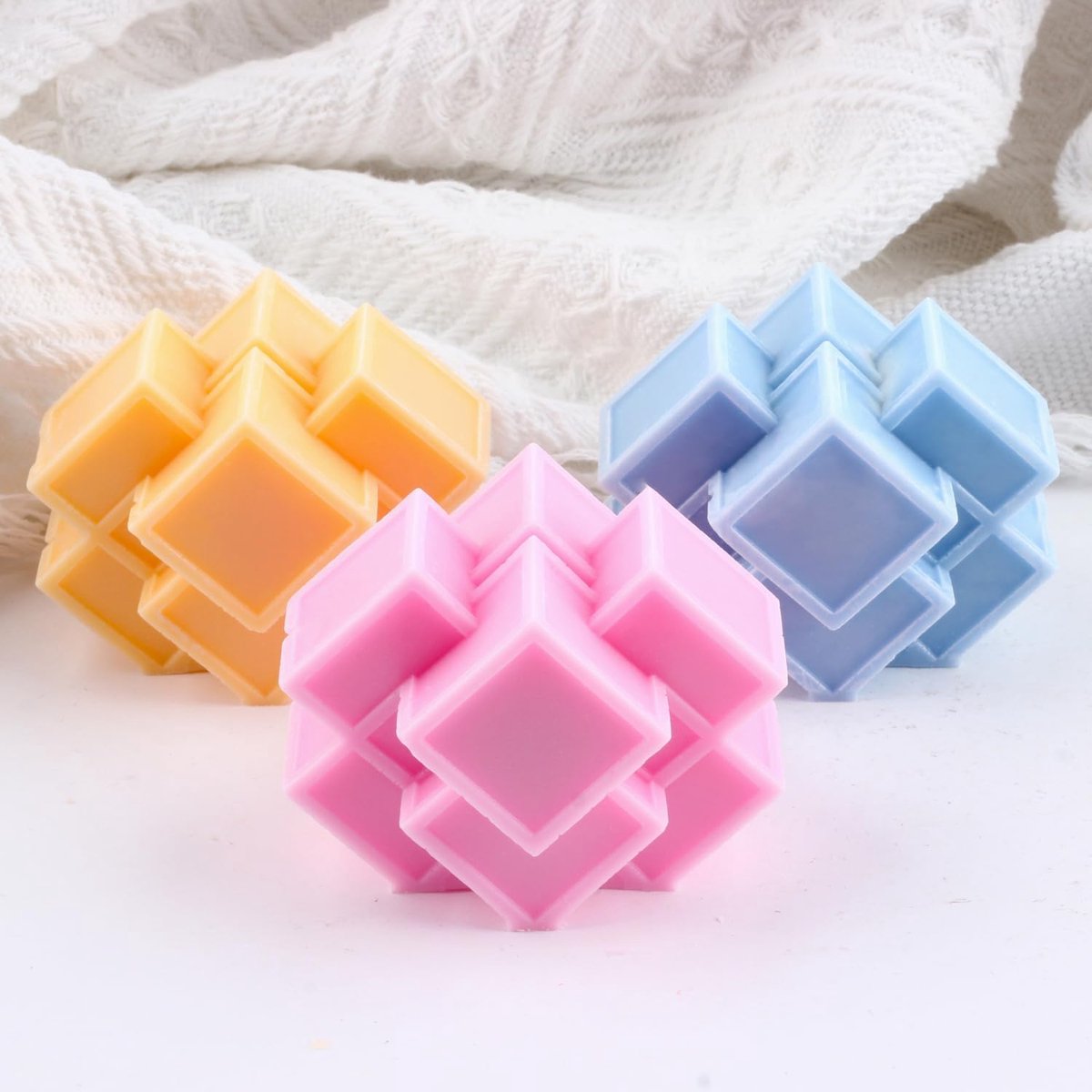 XIAOSHUI Geometric Candle Shape Geometric Blocks Silicone Candle Shapes Blocks Resin Casting Mould for Candles Home - ShopVlot