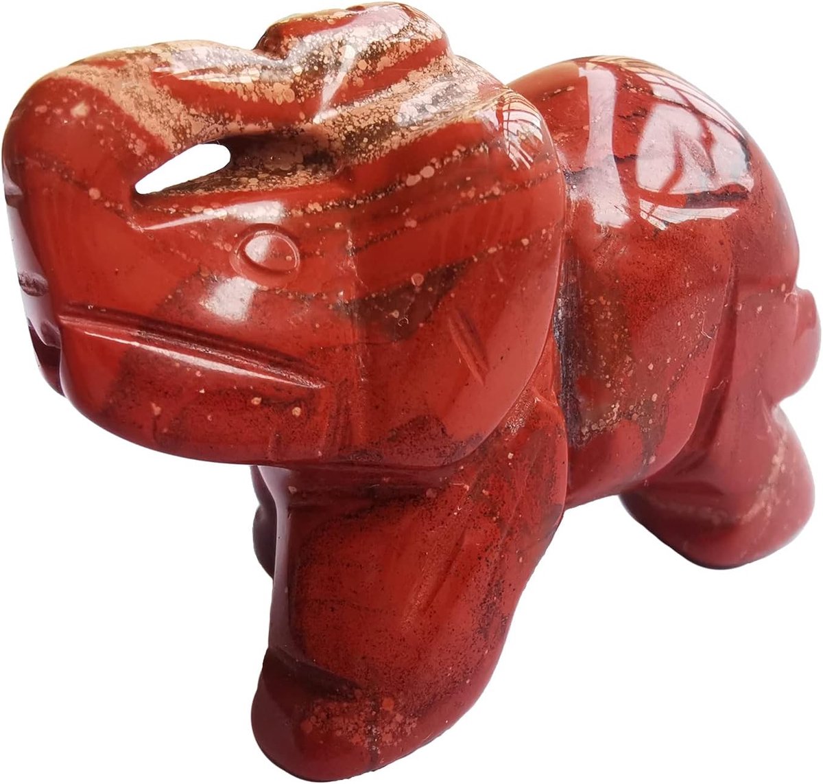 40mm Hand Carved Crystal Elephant Figures, Lucky Bag Stone Animal Sculpture Sculpture Home Decoration, Red Jasper - ShopVlot