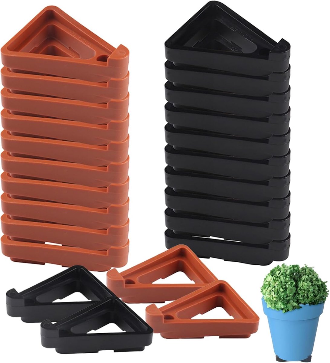 Set of 24 Stackable Flower Pot Base Flower Pot Riser Invisible Flower Pot Legs for Garden Indoor Outdoor Pot Plants - ShopVlot