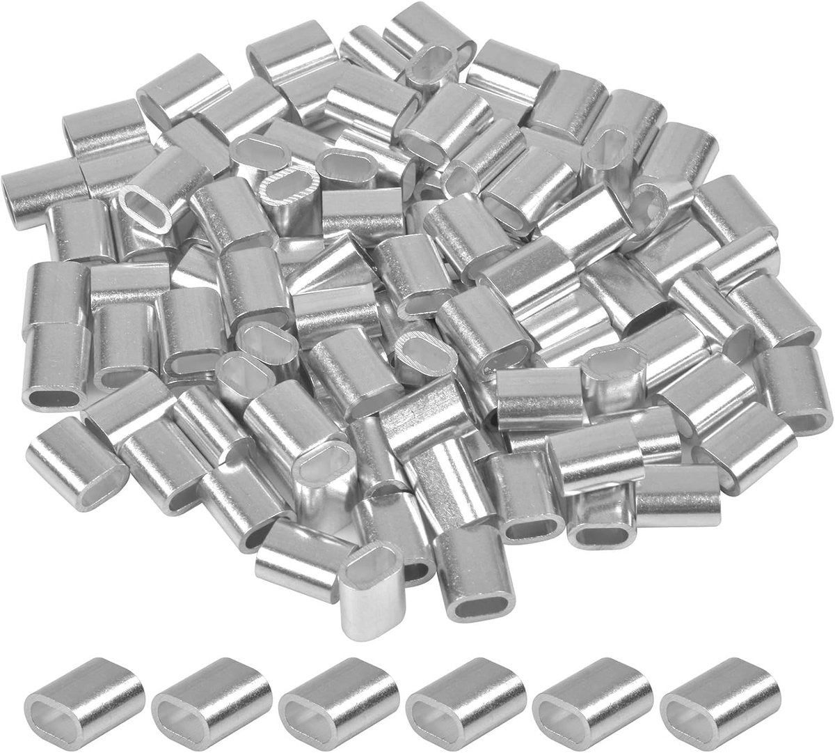 100pcs Aluminum Sleeves Oval Aluminum Press Clamp Oval Aluminum Clamp Wire Cable Clips Press Sleeves Cable Clamp for - ShopVlot