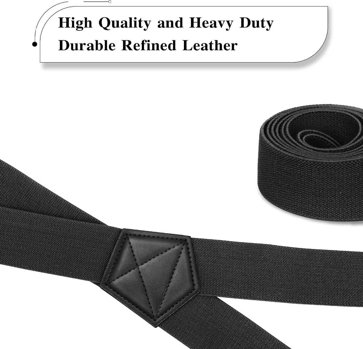 RIONA Men's suspenders with 4 Carabiner clips wide 3.8cm Adjustable and elastic X-shape Suspenders Heavy duty One size - ShopVlot