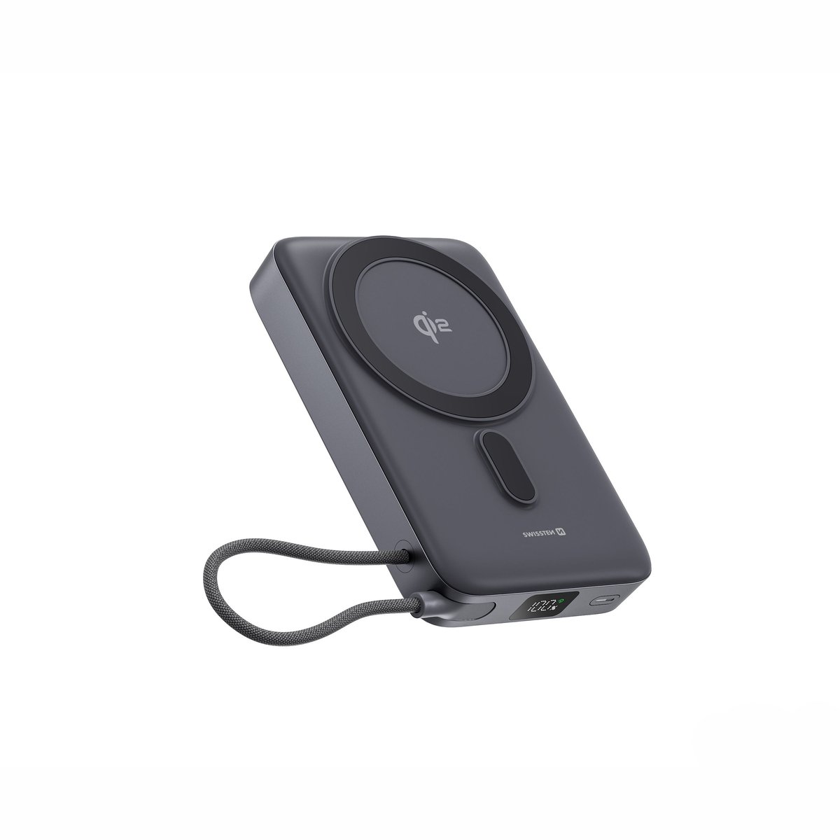 Swissten - Geschikt voor magsafe Powerbank Qi2 - 10000 mAh - 35W - USB-C Kabel - Zwart
