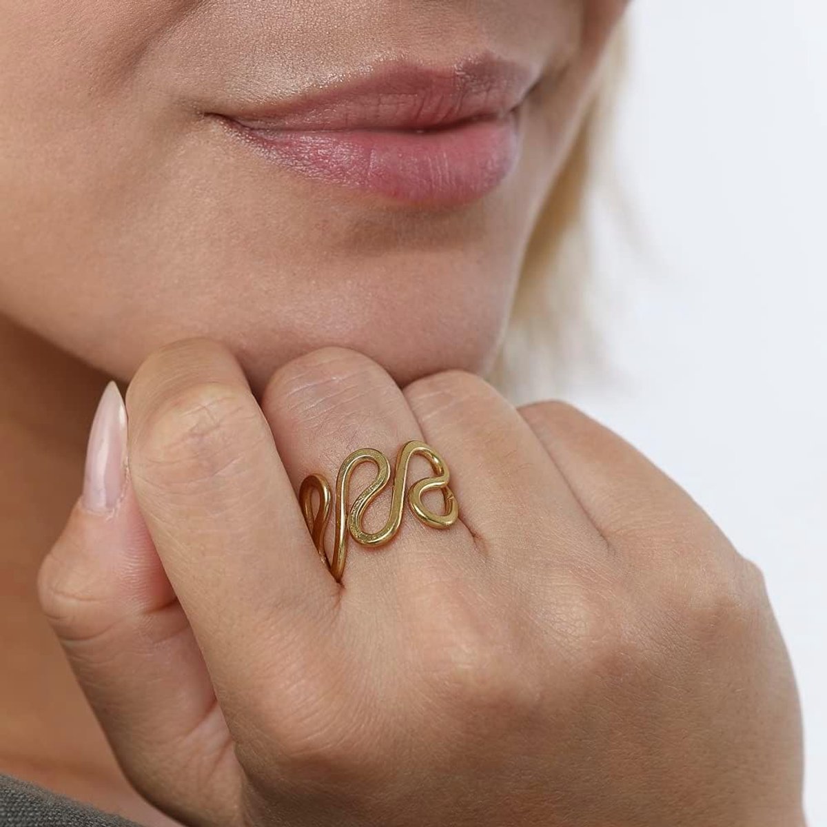 Vestopazzo Adjustable brass wave ring, workmanship DD15010, S, Brass, no., Brass, No Gemstone - ShopVlot