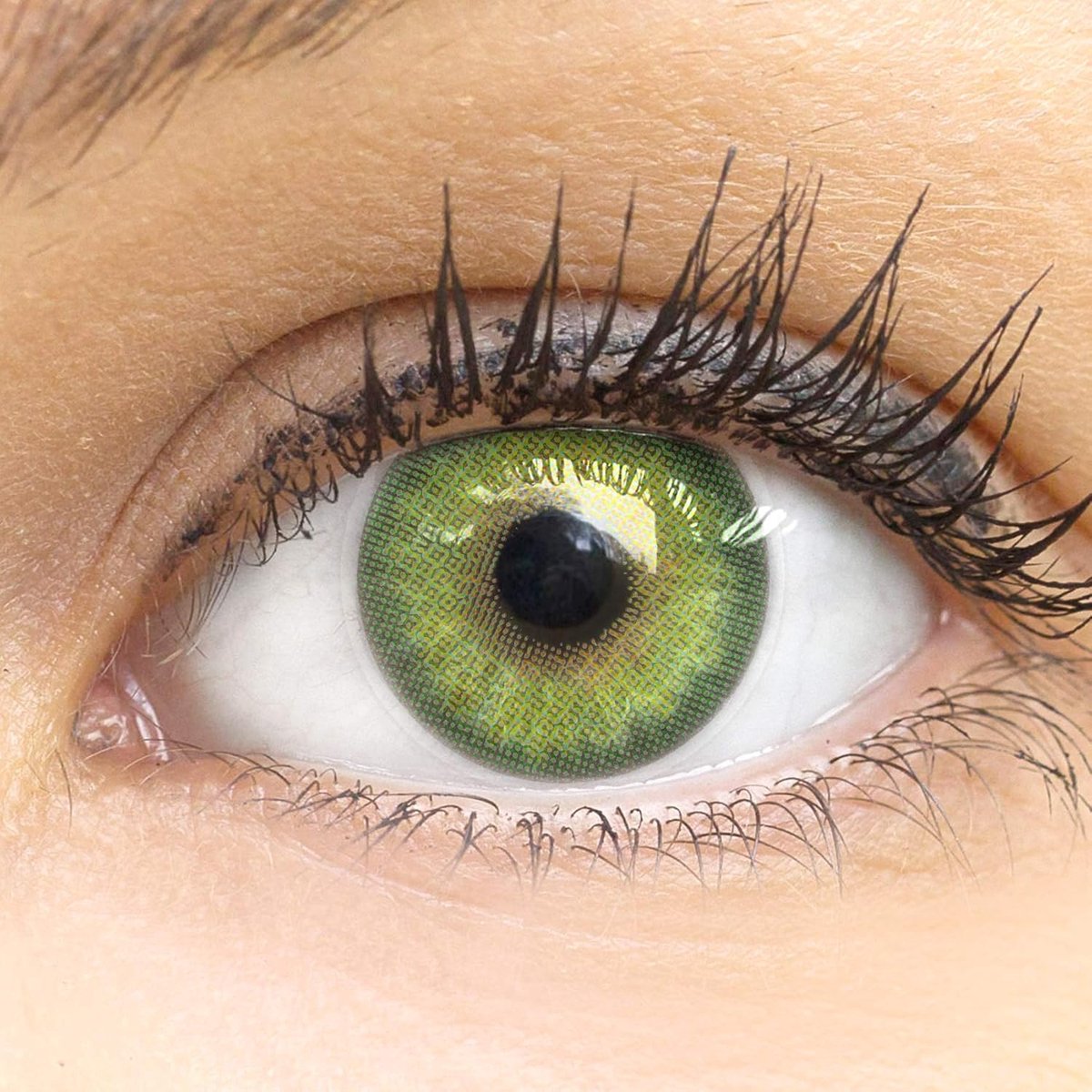 Full coverage and natural green contact lenses SILICONE COMFORT NOVELTY color "Florence Green" + case made of GLAMLENS - ShopVlot
