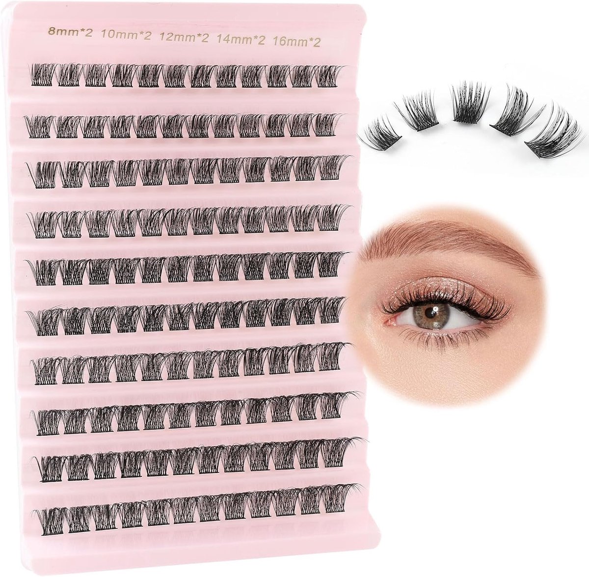 Individual Eyelashes, D-Curl, Volume False Eyelashes, 8-16 mm, Cluster Eyelashes, Natural Eyelash Extensions with Soft - ShopVlot