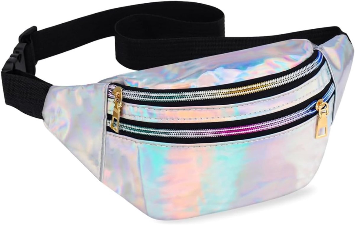 1 Women's Waist Bag, Waterproof Sports Bag, Adjustable Shoulder Strap, Ideal for Outdoor Sports, Silver - ShopVlot