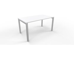 FBasic Desk desk – metal frame silver and white wooden plate – 140 x 80 x 74 cm - ShopVlot