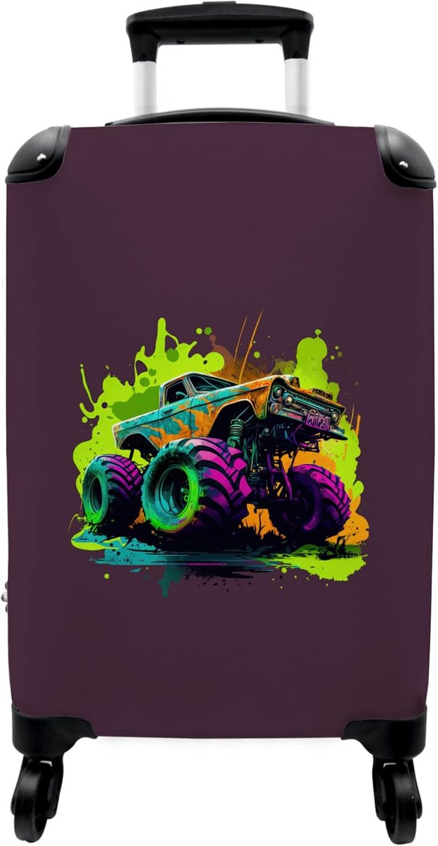 NoBoringSuitcases.com® Suitcase - Monster truck - Green - Neon - Car - Design - ShopVlot