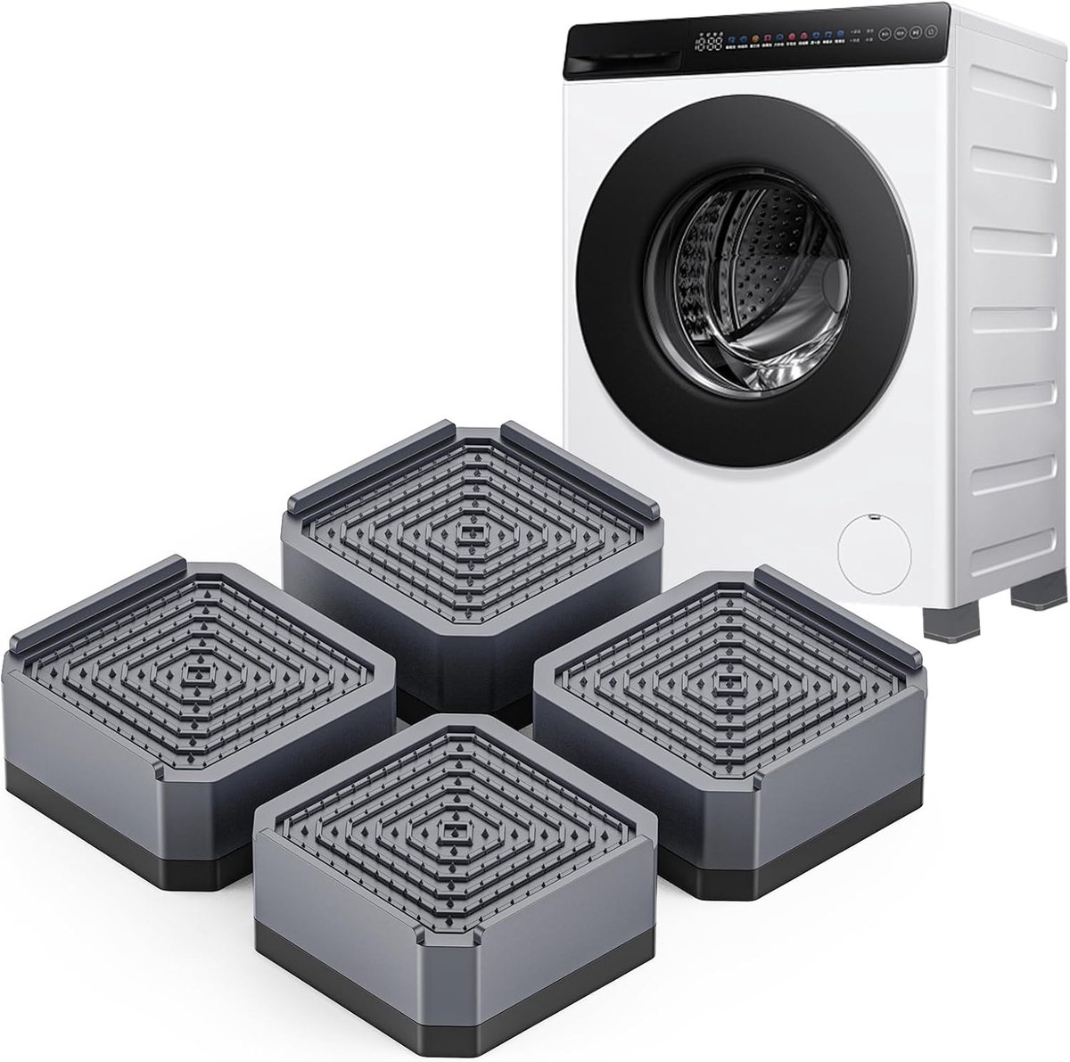 DEWEL 4-Piece Washer & Dryer Feet Set, Grey Furniture Riser Set - ShopVlot