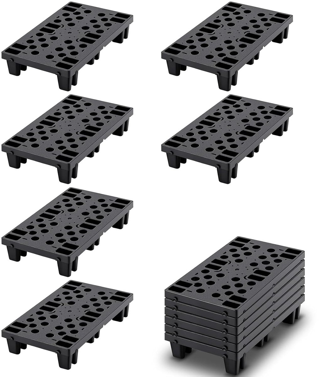 Pack of 6 HDPE Plastic Pallets, Stackable Pallets, Industrial Pallets with Snap Connection, Light Pallet, Waterproof - ShopVlot