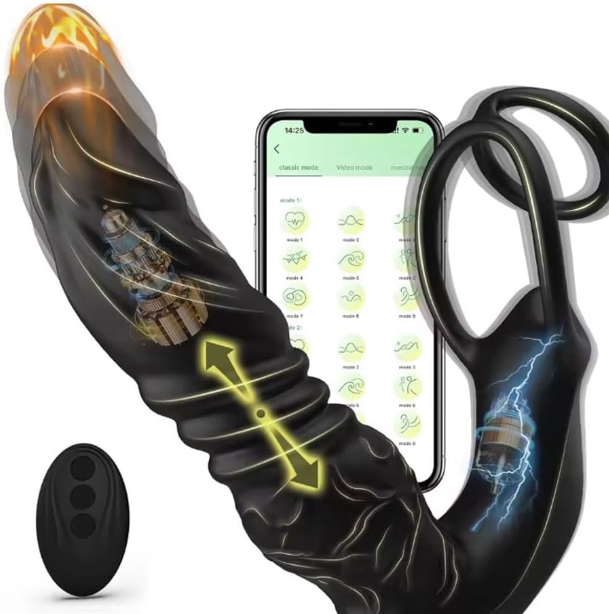 APP Control Men Prostate Massage Men Prostate Massage Double Silicone Tail Ring Butt Plug Dild Molded Vibrators Adult - ShopVlot
