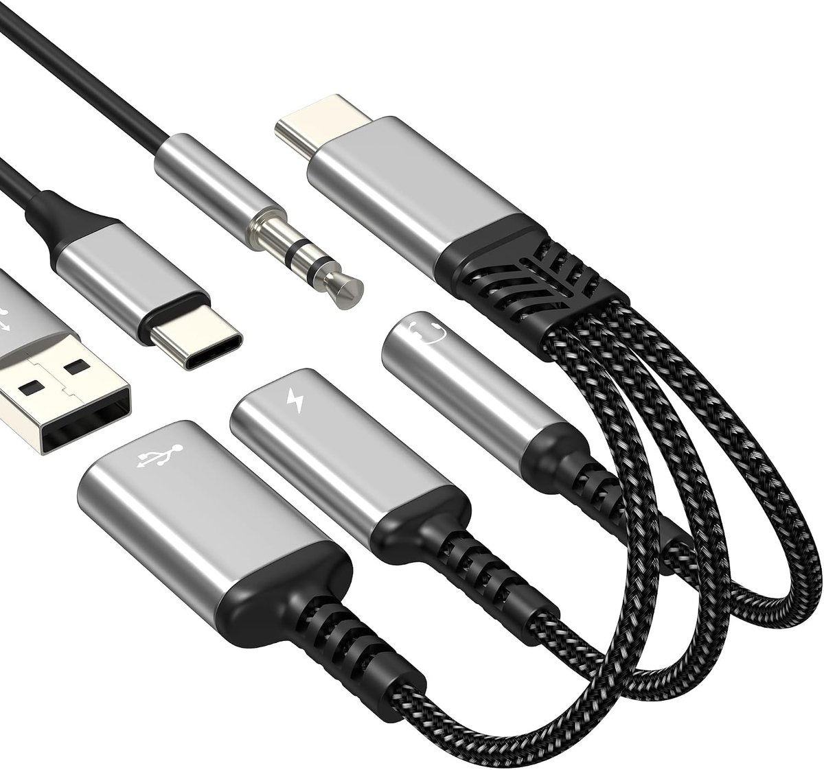 Adapter USB C naar jack AUX hoofdtelefoonkabel naar mobiele telefoon voor iPhone 17 16 15 Pro Max compatibel met - ShopVlot