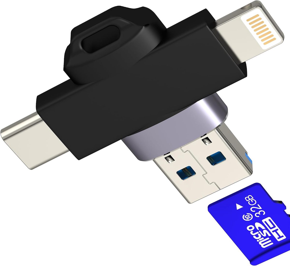 Micro-SD-kaartlezer, USB-adapter, USB C, kaartlezer naar camera, compact, voor iPhone 17, 16, 15, 14 Pro Max, voor - ShopVlot