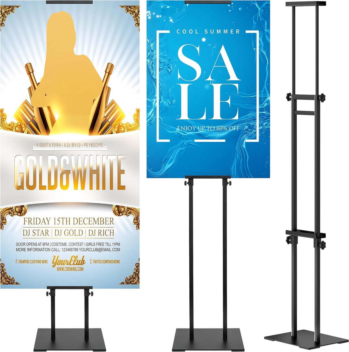 Double Sided KT Board Sign Stand Adjustable Poster Stand Heavy Duty Floor Advertising Stand Height up to 75 inch for - ShopVlot