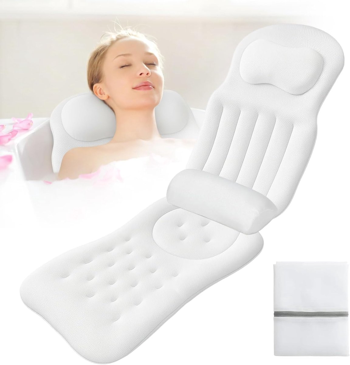 Full Body Bath Pillow for Bathtub, Bubble Mat, Bathtub with Headrest and Lumbar Support, Bath Sofa, Bath Pillow with - ShopVlot