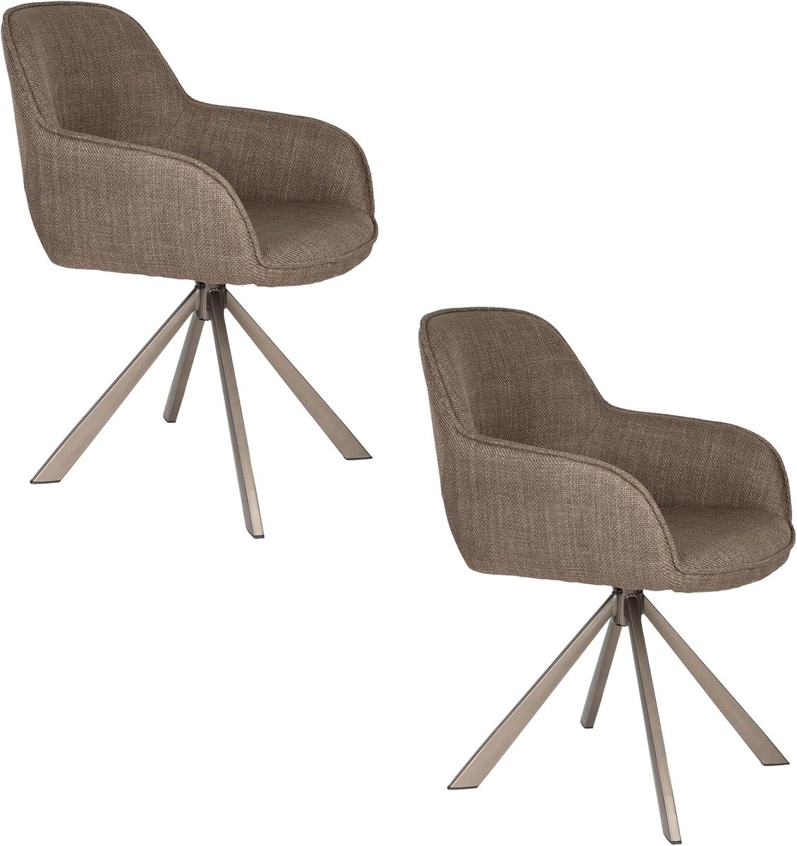 Toye Dining chairs swivel Brown - Set of 2 - ShopVlot